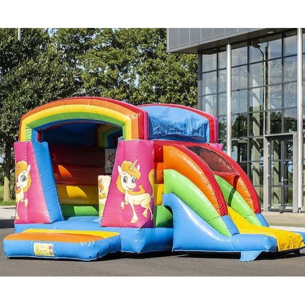 Springkussen XS Unicorn met glijbaan